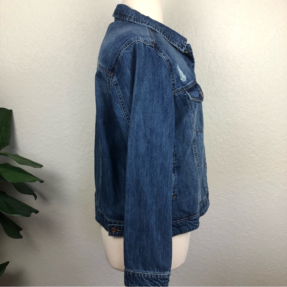 New Plus Size Distressed Denim Jean Jacket-SZ 2X - Picture 5 of 9